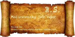 Malinovszky Sándor névjegykártya